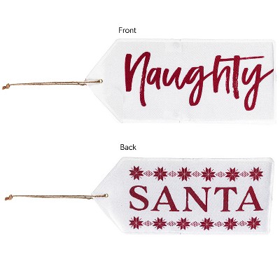 Evergreen Santa, Naughty Reversible Door Tag