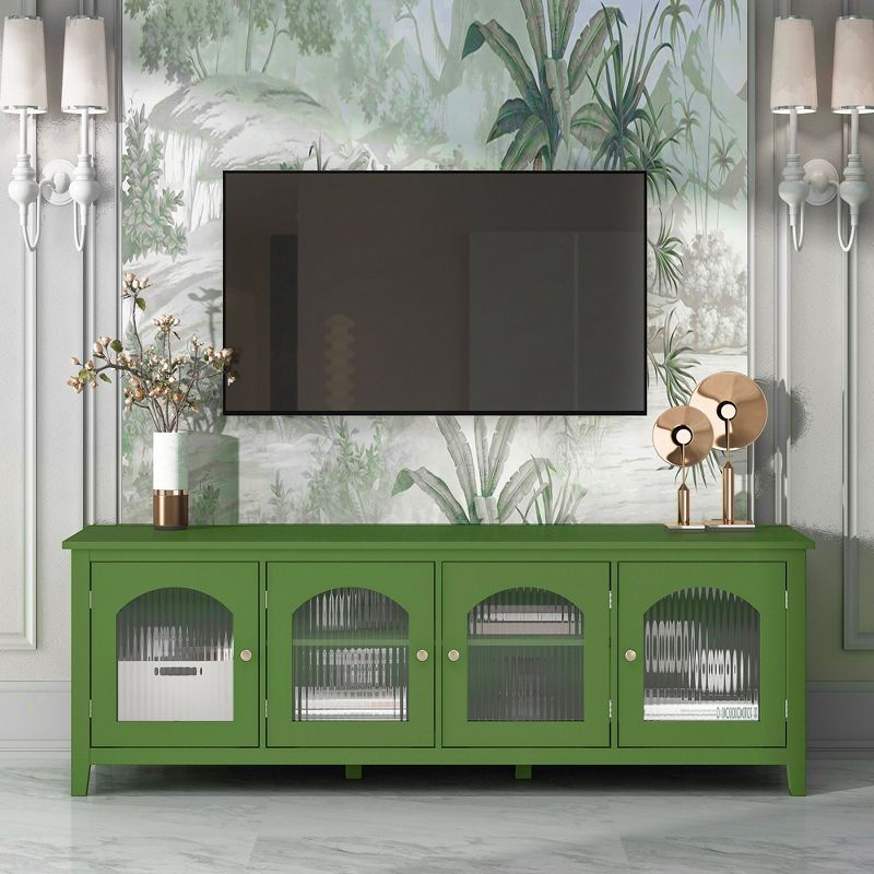 70.9" Stylish TV Stand with 4 Glass Door and Metal Handle, Media Entertainment Center for 79" TV 4A - ModernLuxe, 1 of 12