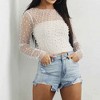 Chic Long Sleeve Sheer Top with Pearl Details - Non-Stretch Polyamide Layering Essential Cherie Code - 3 of 4