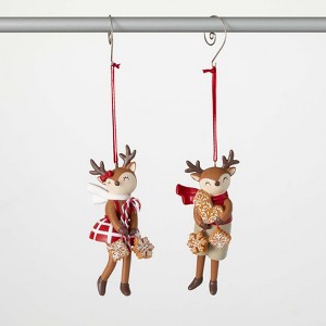 4.5"H & 4.75"H Sullivans Christmas Gingerbread Reindeer Ornaments Set of 2  Multicolor - 1 of 2