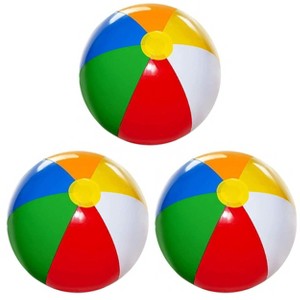 4E's Novelty Beach Balls [3 Pack] 20" Inflatable Beach Balls for Kids - Beach Toys for Kids & Toddlers, Pool Games, Pool Toy - 1 of 4