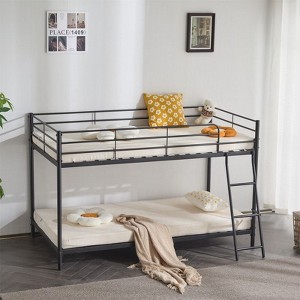 Karl Home White Twin Size Metal Bunk Bed for Kids Teens Adults, Heavy Duty Metal Bunk Bed with Ladder - 1 of 4