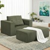 Whisen All-Foam Corduroy Lounge Chair, Compressed Sofa Bed, Modular Deep-Seat Floor Couch with Ottoman - 2 of 4