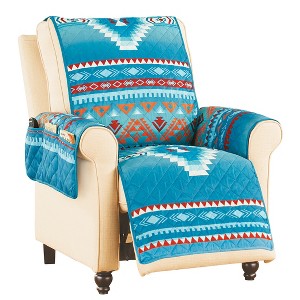 Collections Etc Quilted Turquoise Southwest Aztec Furniture Cover - 1 of 2