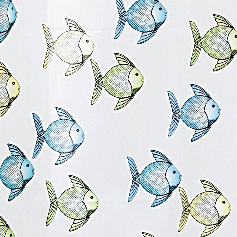iDESIGN 72&#34;x72&#34; Fishy Shower Curtain Blue/Green, 3 of 6