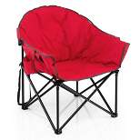 Costway Folding Camping Moon Padded Chair with Carry Bag Cup Holder Portable Navy\ Brown\Grey