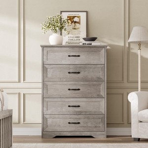 Dresser for Bedroom,Chest of Drawers with Wide Metal Handle,Farmhouse Modern Wooden Tall Dresser - 1 of 4