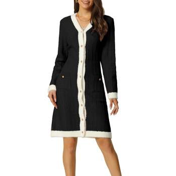 Seta T Women's Long Sleeve Button Down Contrast Color Cardigan with Pockets