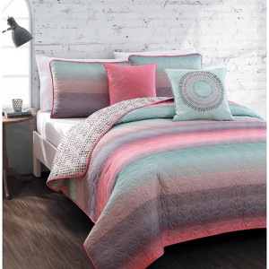 Geneva Home Fashions Twin 4pc Avondale Manor Cypress Quilt & Sham Set Coral, Pink