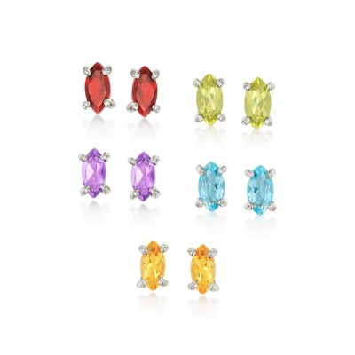 Ross-Simons 0.60 ct. t.w. Multi-Gemstone Jewelry Set: 5 Pairs Of Stud Earrings in Sterling Silver