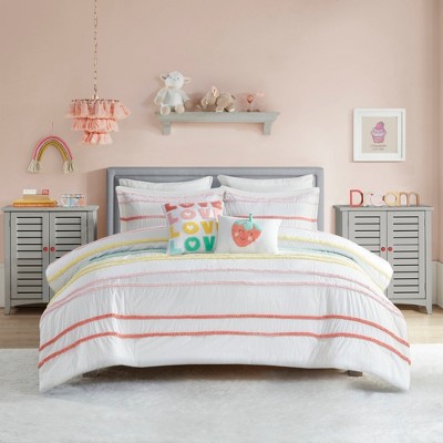 5Pcs Comforter Set, Kids Solid Bedding Set, Cotton Bed Comforter