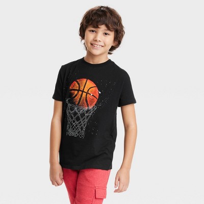 Boys' Basketball Hoop Short Sleeve Graphic T-Shirt - Cat & Jack™ Black