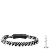 Steeltime Men's two tone black ip and stainless steel double layered cuban & wheat link bracelet - 3 of 4
