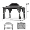 Hardtop Gazebo 10'x12' for All Weather, w/Double Metal Roof, Aluminum Alloy Frame, Net, and Curtain, Permanent Building of Backyard Luxury for Patio - 2 of 4