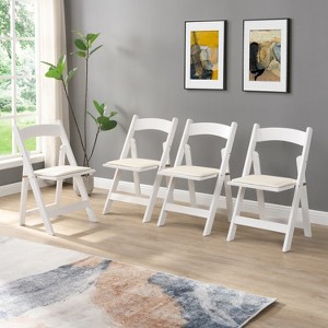 Racxily 4PCS Upholstered Folding Chair -Solid Wood Folding Chair,Beige Cushion/White Shelf,No-Install Dining Chair for Dining Room,Kitchen,Balcony - 1 of 4