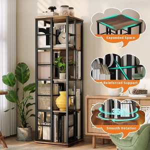 4 Tier Rotating Bookshelf Tower, 360°Revolving Bookcase, Vertical Floor Standing Display Rack, Narrow Swivel Bookshelf for Bedroom Living Room - 1 of 4