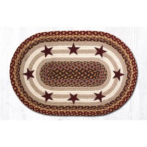 Earth Rugs Burgundy Stars Braided Oval Patch Tread – Farmhouse Style 20"x30" - 1 of 3