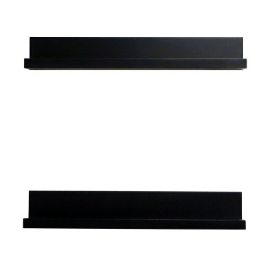 Set of 2 24" Modern Picture Ledge Shelf Black - InPlace