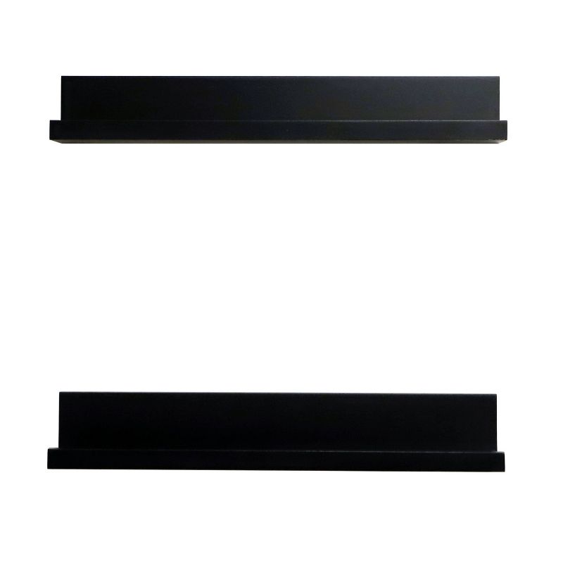 Set of 2 (24&#34;) Modern Picture Ledge Wall Shelf Black - Inplace, 1 of 9
