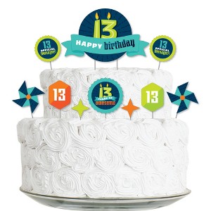 Big Dot of Happiness Boy 13th Birthday - Official Teenager Birthday Party Cake Decorating Kit - Happy Birthday Cake Topper Set - 11 Pieces - 1 of 4