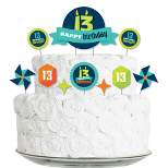 Big Dot of Happiness Boy 13th Birthday - Official Teenager Birthday Party Cake Decorating Kit - Happy Birthday Cake Topper Set - 11 Pieces