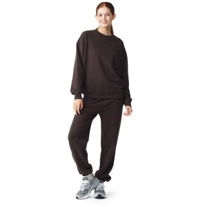 Future Planet Womens Saturn Premium Fleece Lined Soft Cotton Sweatpants Loose Fit Mocha - 1 of 4