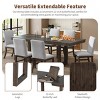 7-Piece Extendable Dining Set with Butterfly Leaf, Geometric Wood Legs, Upholstered Chairs, Distressed Wire-Brushed White Finish-Cuddlewood - 3 of 4