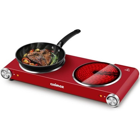 Cusimax Ceramic Double Burner,1800w Portable Infrared Burner,red : Target
