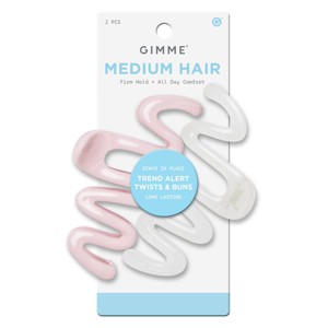 Gimme Beauty Medium Claw Clip - Pink/White - 2pc - 1 of 4