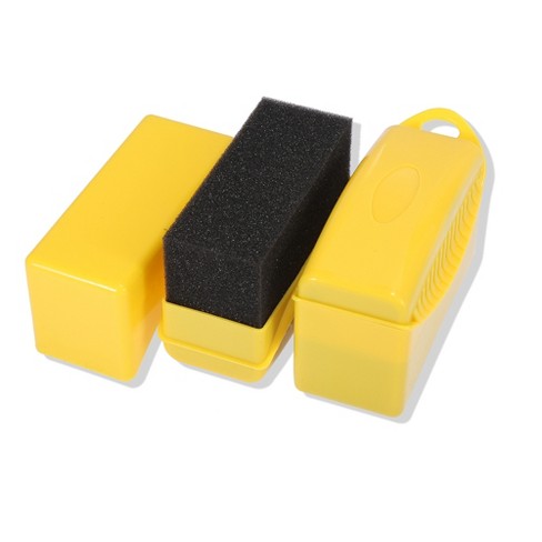 Unique Bargains Car Tire Wheel Dressing Applicator Pads Polishing Waxing Wash Shine Clean with Lid - Yellow