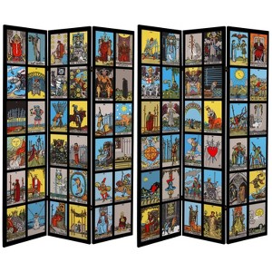 6" Double Sided Rider Waite Tarot Canvas Room Divider - Oriental Furniture - 1 of 3