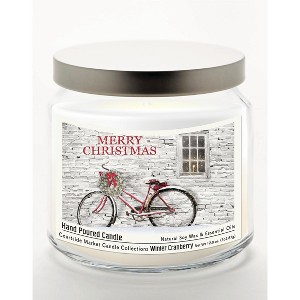 Courtside Market Merry Christmas Winter Cranberry 12.8oz Soy Wax Candle Glass Jar with Brushed Silver Metal Lid - 1 of 3