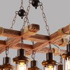 YIYIBYUS 8-Light Vintage Brown Wooden Farmhouse Chandelier - 4 of 4