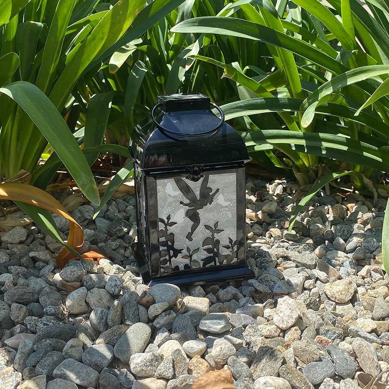 Disney 8.3&#34; Tinker Bell Solar Metal Outdoor Lantern Black, 5 of 9