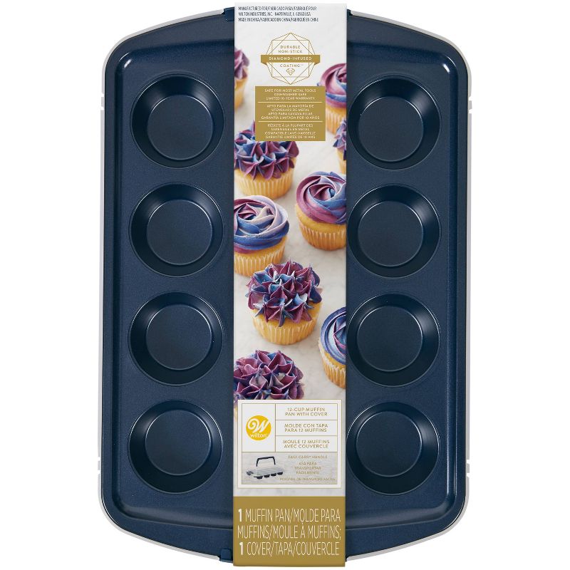 Wilton 12 Cup Diamond-Infused Non-Stick Muffin and Cupcake Pan Navy Blue, 6 of 7