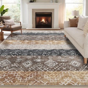 Washable Area Rugs Vintage Floor Mat with Non-Slip Backing - 1 of 4
