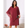 INSPIRE CHIC Women's Chiffon Cape Overlay Bodycon 3/4 Sleeve V Neck Pencil Dress - 3 of 4