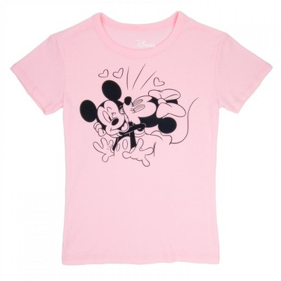 Womens Minnie and Mickey Big Kiss Junior's T-Shirt - 2XLarge