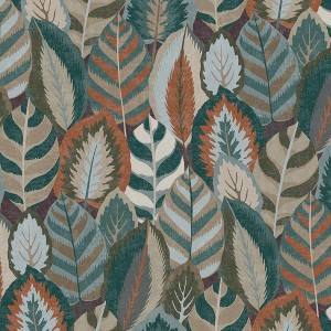Sublime Arty Leaves Green, Blue, and Terra Wallpaper - 1 of 4