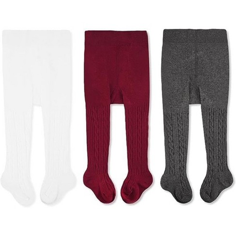 Cozyway Cable Knit Cotton Leggings tights For Toddler Girls 3 Pack White dark Gray burgundy 1 2 Years Old Target