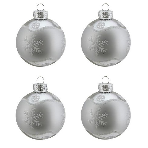 Northlight 4ct Matte Glitter Snowflake Glass Ball Christmas Ornament ...