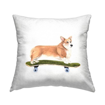 Stupell Industries Playful Corgi Pet Dog on Green Skateboard