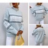 Womens Pullover Sweater Turtleneck Snowflakes Sweater Christmas Sweater Ribbed Knit Long Sleeve Sweater - 3 of 4