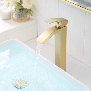 PAGED Tall Bathroom Faucets, Single Hole Bathroom Sink Faucet, Single Handle Vanity Basin Faucet with Pop Up Drain - 1 of 4