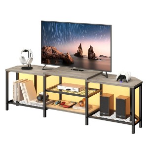 GustoWave Corner TV Stand for 75 Inch TV, TV Media Console Table with 3-Tier Open Storage Shelves & Power Outlet - 1 of 4