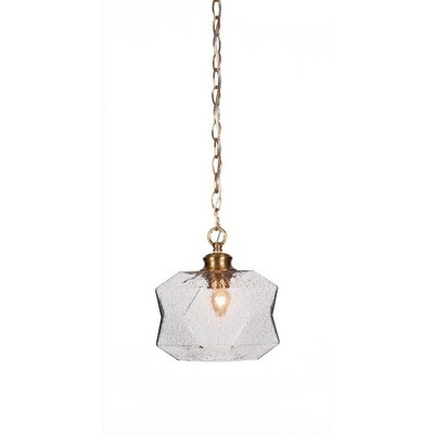 Toltec Lighting Rocklin 1 - Light Pendant in  New Aged Brass with 8.75" Smoke Shade