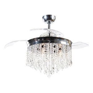 Parrot Uncle 42" Chrome Crystal Fandeliers Ceiling Fan with Lights and Remote - 1 of 4