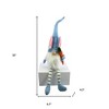 HomeRoots 32" Blue and White Fabric Christmas Sitting Gnome Tabletop Sculpture - 3 of 4