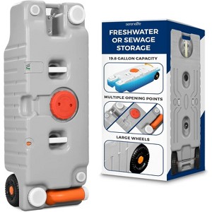 SereneLife 75L Portable Water Tank for RV with Large Wheels and Convenient Features - Gray - 1 of 4