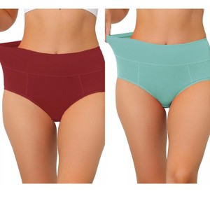 Allegra K Women's High Waist Available in Plus Size Tummy Control Briefs 2 Packs - 1 of 4
